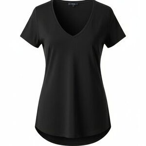 Theory Davne B V-Neck Tee, Black, Size L, NWT Amos Light